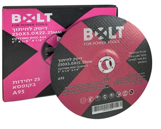 דיסק פלקס 9X1/8 לחיתוך ברזל ונירוסטה BOLT A93
