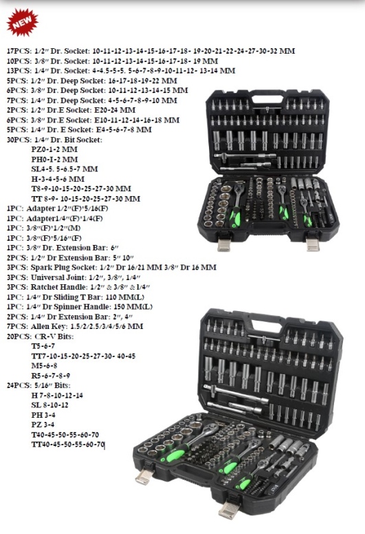 סט בוקסות מקצועי 1/2+"3/8 +"1/4  - 172 חלקים  BOLT SWSM172