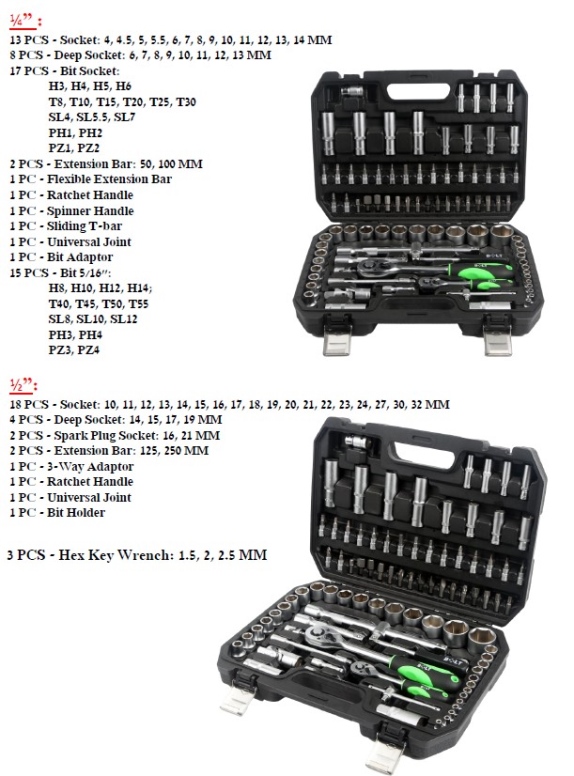 סט בוקסות מקצועי "1/2+"1/4  - 94 חלקים  BOLT SWSM94