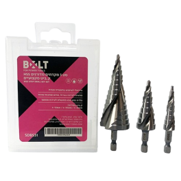סט 3 מקדחים מדורגים 4-32ממ מקצועיים BOLT SDBS31