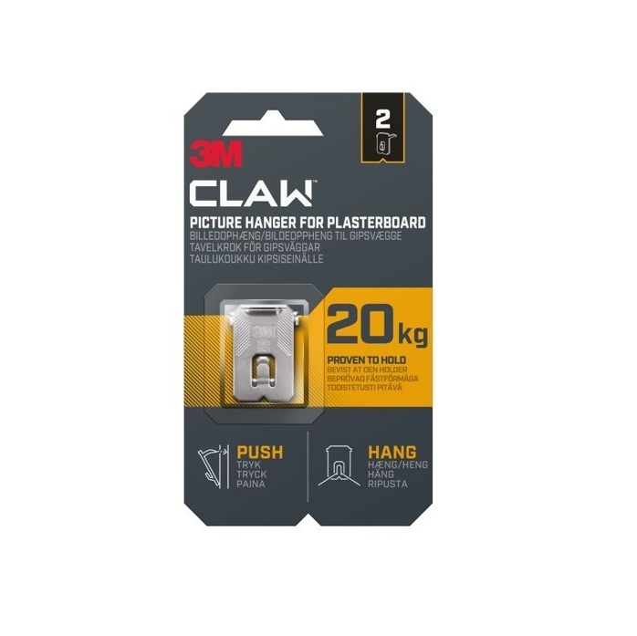 זוג מתלים לקיר גבס עד 20 ק"ג 3M CLAW