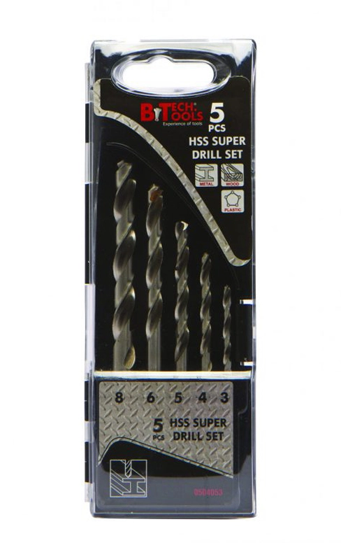 סט5מקדחיHSS"קוקי"מצופה קנה1/4 3-8