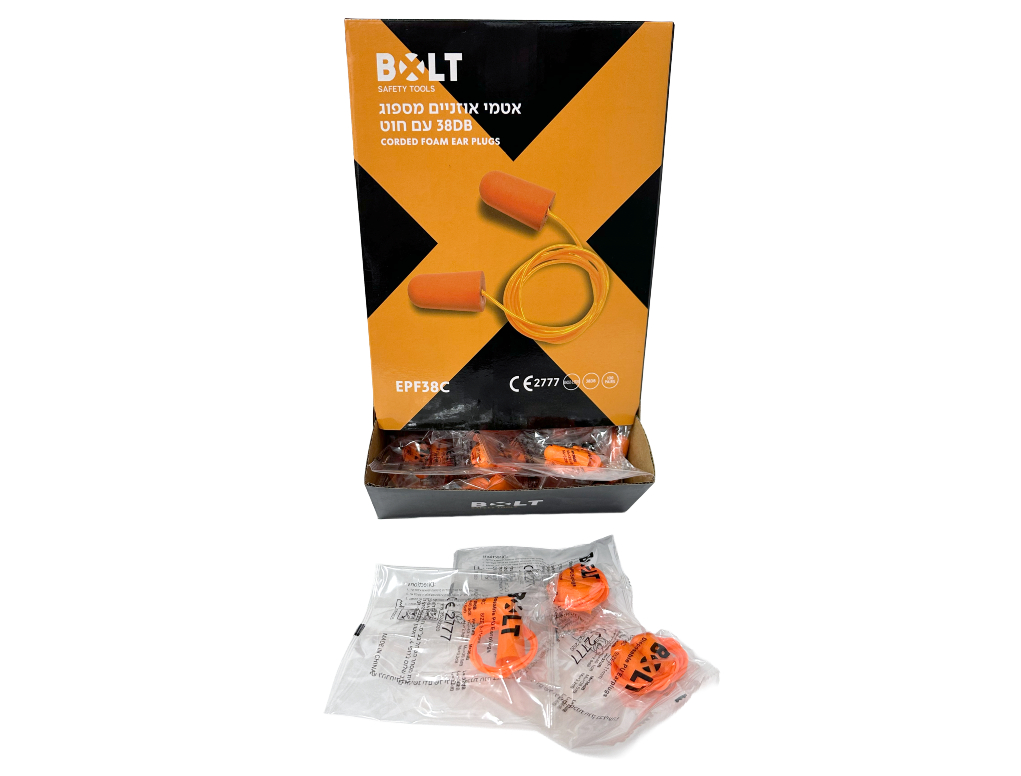 זוג אטמי אוזניים TPE עם שרוך 32 דציבל  BOLT EPT32C