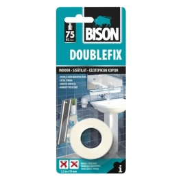דבק דו -צדדי לבן DOUBLE-FIX אורך: 1.5מ  רוחב: 19ממ' BISON