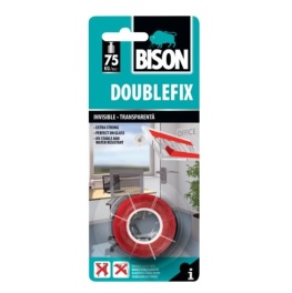 דבק דו -צדדי שקוף DOUBLE-FIX אורך: 1.5מ  רוחב: 19ממ' BISON