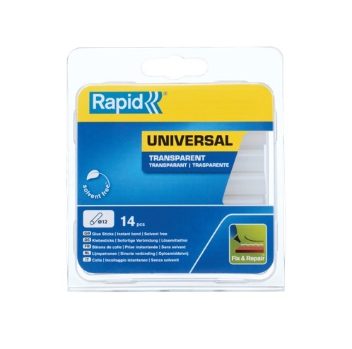קופסה 14יח' מקל דבק חם קצר RAPID 125GRAM Ø12