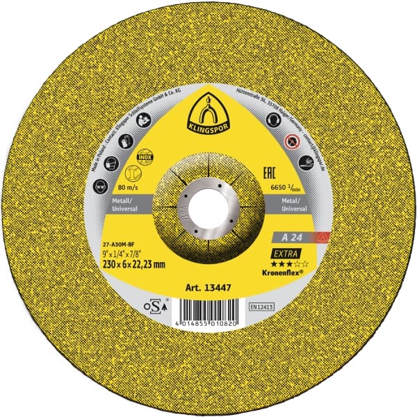 דיסק השחזה לפלדה/  KLINGSPOR 206054 A 4.1/2X1/4