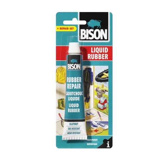דבק לגומי  בשפורפרת 50 מ"ל בבליסטר  LIQUID RUBBER   BISON