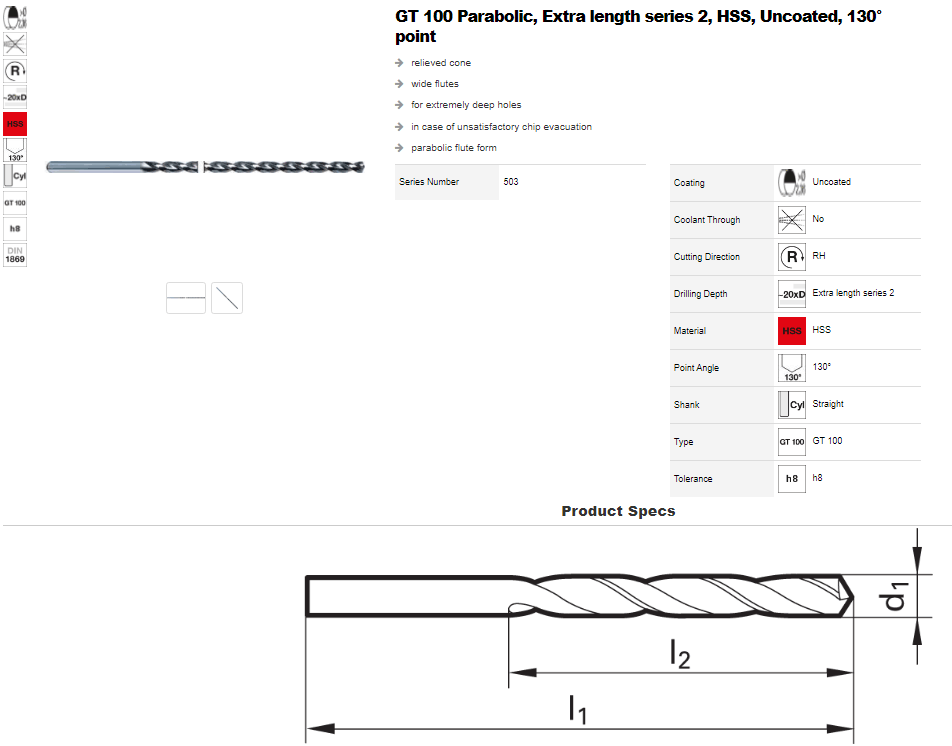 מקדח 503 GUHRING-3.2X200   GT100