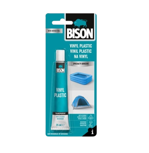 דבק לפלסטיק ויניל (VINYL)  בשפורפרת 25 מ"ל בבליסטר  BISON