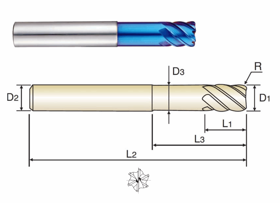 כרסום סוליד קרביד   YG1 G8A39 12(R-0.5)X26X110 6T