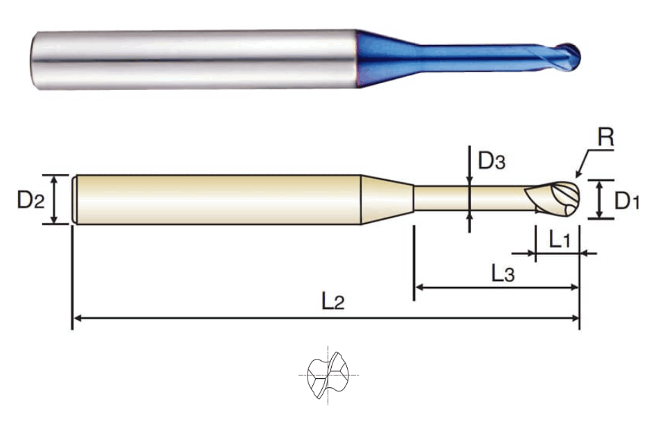 כרסום סוליד קרביד   YG1 G8A46 R0.05X0.1X0.5X45  2T